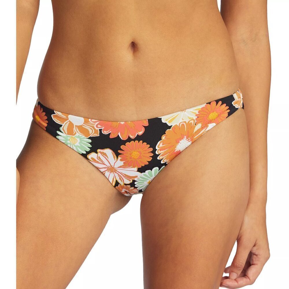 NWT Roxy Beach Classics Black Floral Cheeky Bikini Bottoms